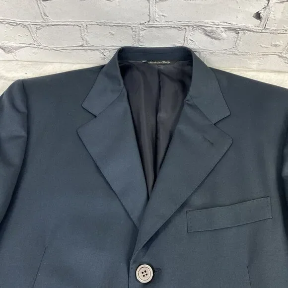 Canali Mens Wool Solid Navy Three Button Long‎ Sleeve Blazer Jacket Size 48R - Picture 15 of 16